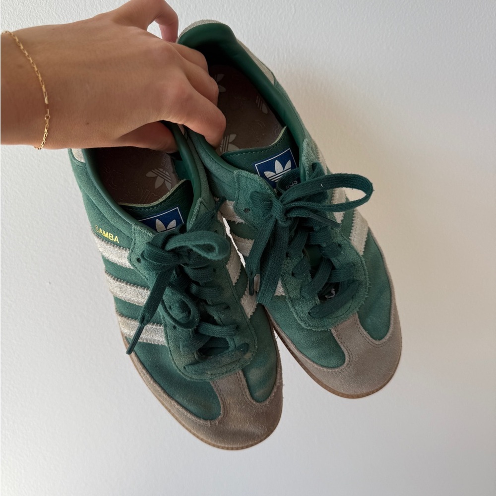 Adidas Samba Teal and Gray Sneakers